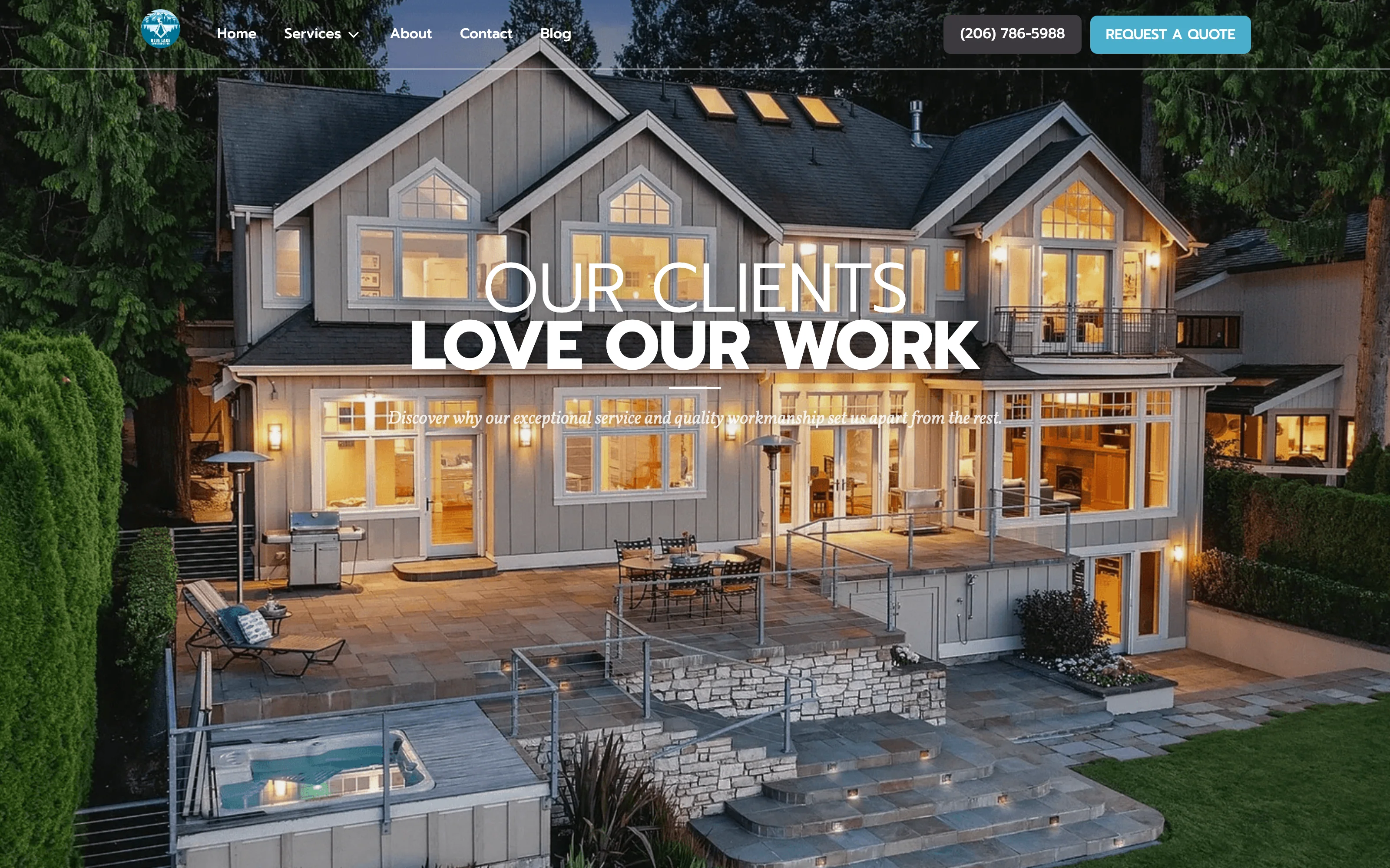 Blue Lake Construction — website by Kilncraft