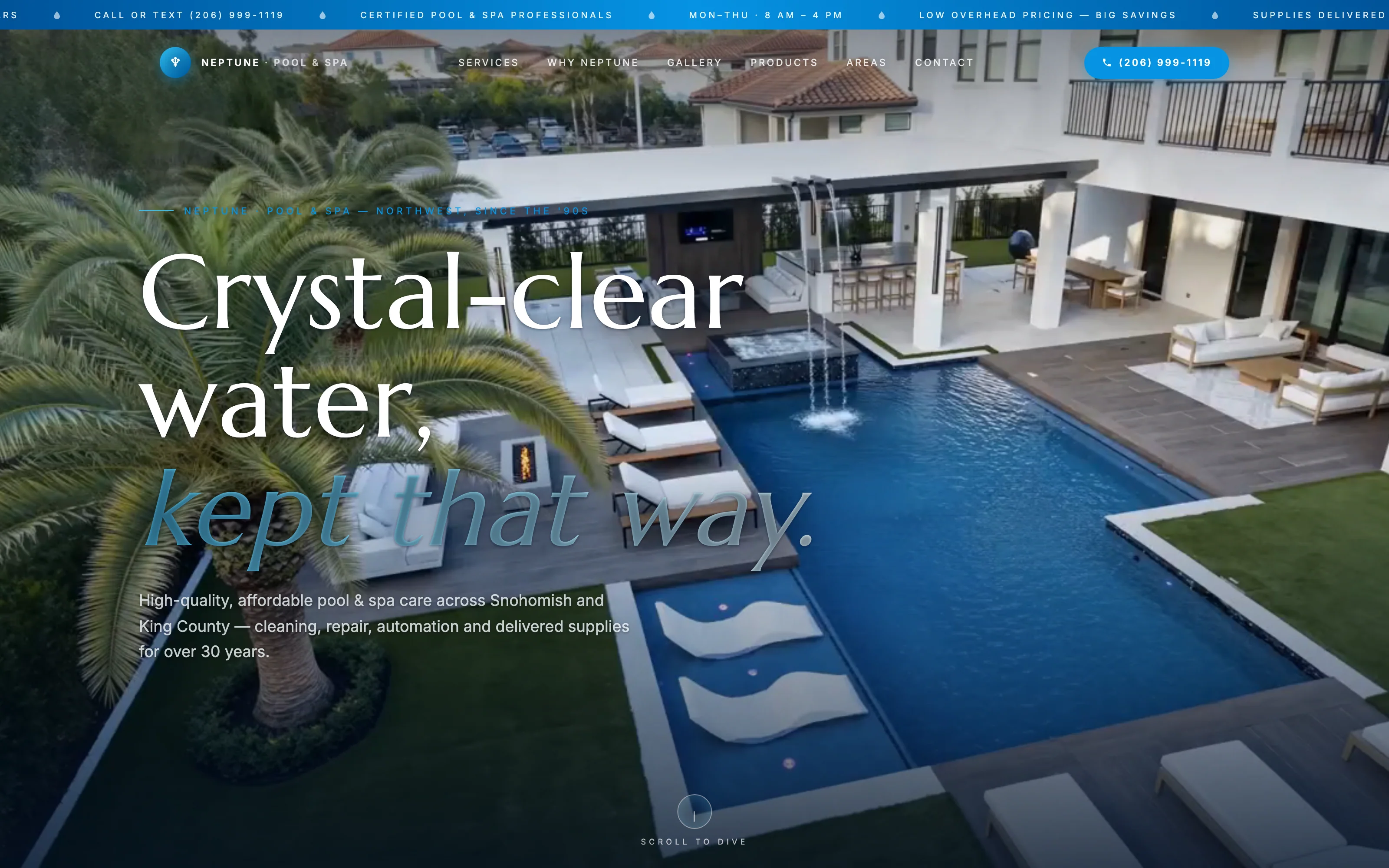 Neptune Pool & Spa — website by Kilncraft